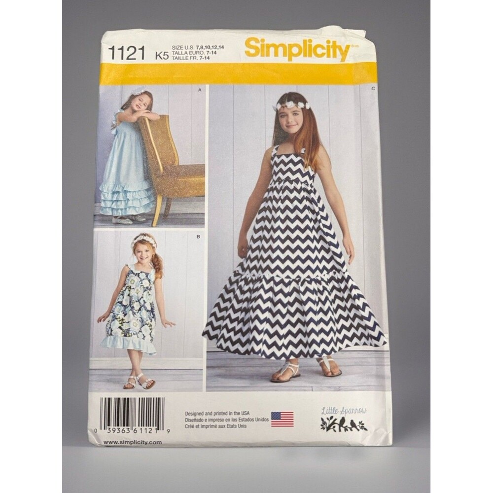 Simplicity Sewing Pattern 1121 Child Girls Dresses Size 7 8 10 12 14 Uncut